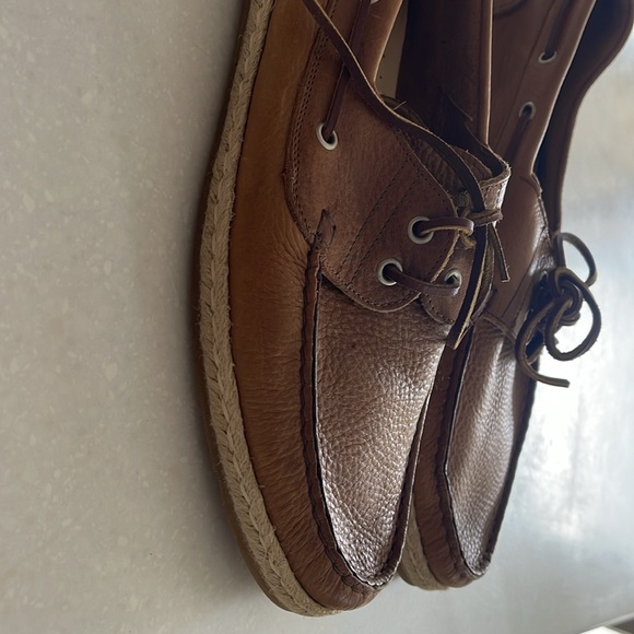 NWOT Bloomingdale’s brand Men’s tan supple leather espadrille boat shoe size 11. - Picture 2 of 10